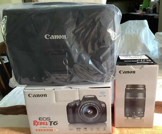 Picture of Canon EOS Rebel T6 18.0MP Digital SLR Camera Lens 18-55mm + 75-300m Kit WiFi