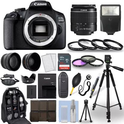 Picture of Canon EOS 2000D / Rebel T7 DSLR Camera + 18-55mm Lens+ 30 Piece Accessory Bundle